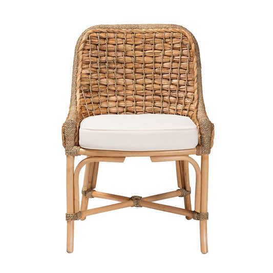 bali & pari - Kyle Dining Chair in White/Natural Brown - Kyle-Rattan-DC-No Arm view 2