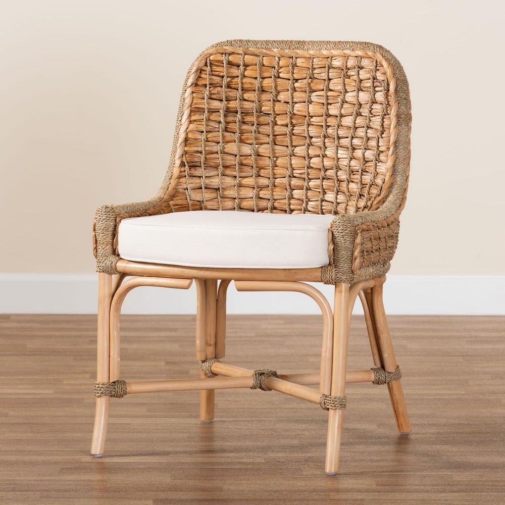 bali & pari - Kyle Dining Chair in White/Natural Brown - Kyle-Rattan-DC-No Arm view 9