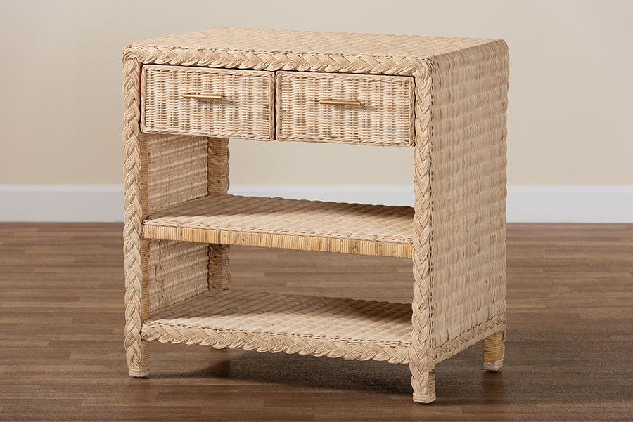 bali & pari - Lanica Console Table in Pale Brown - Braided Sun Bleached Ivory Rattan-Console Table view 10
