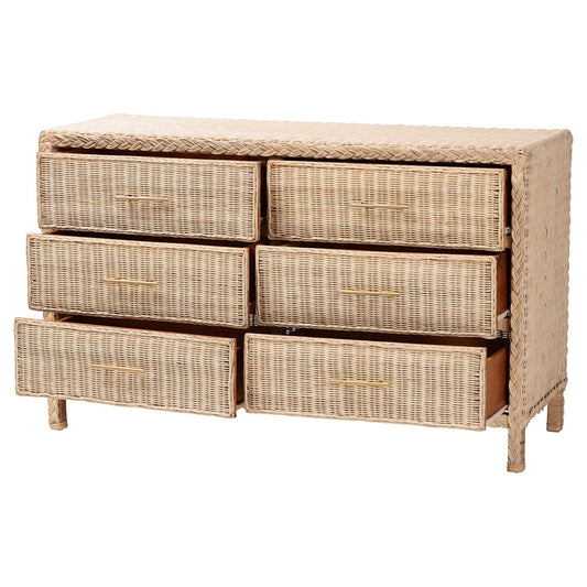 bali & pari - Lanica Dresser in Sun-bleached Rattan - Braided Sun Bleached Ivory-Wood/Rattan-6DW-Dresser view 2