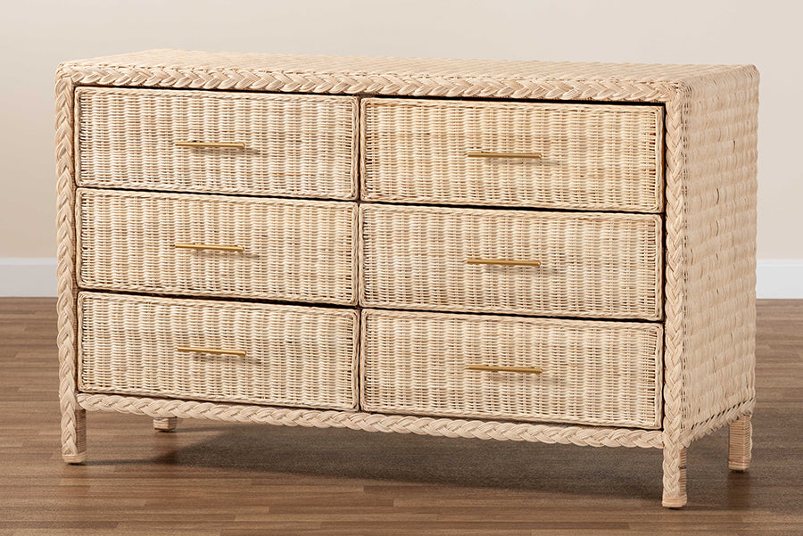 bali & pari - Lanica Dresser in Sun-bleached Rattan - Braided Sun Bleached Ivory-Wood/Rattan-6DW-Dresser view 10