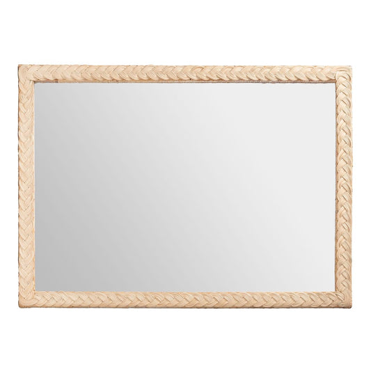 bali & pari - Lanica Mirror in Pale Brown - Braided Sun Bleached Ivory-Wood/Rattan-Mirror view 2