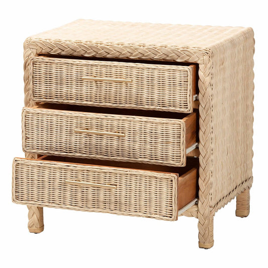 bali & pari - Lanica Nightstand in Pale Brown - Braided Sun Bleached Ivory-Wood/Rattan-3DW-NS view 2