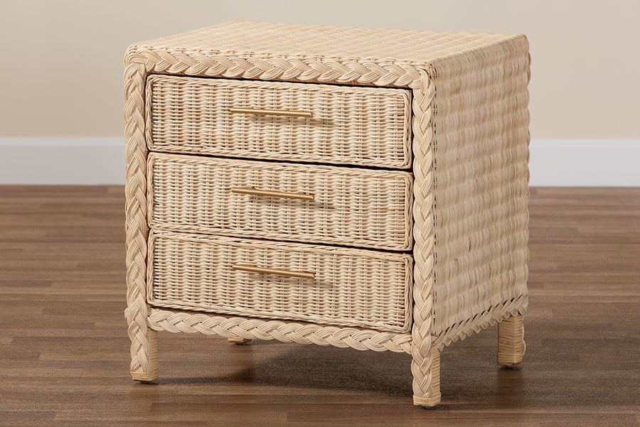 bali & pari - Lanica Nightstand in Pale Brown - Braided Sun Bleached Ivory-Wood/Rattan-3DW-NS view 10