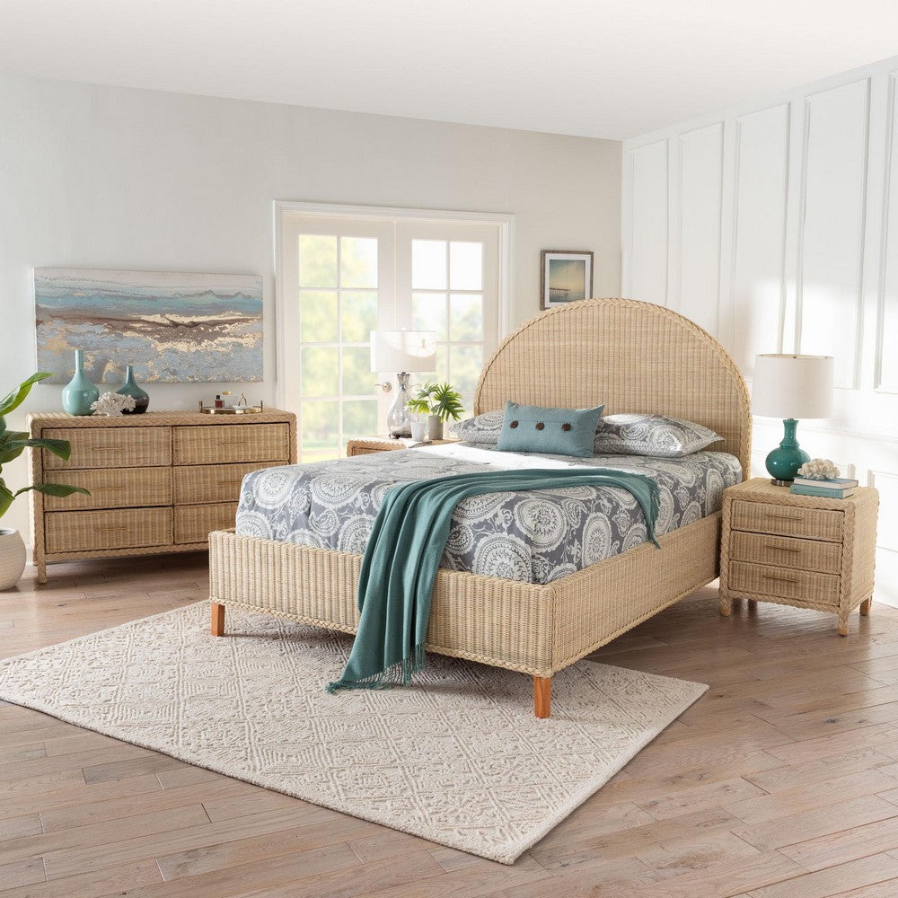 bali & pari - Lanica Queen Bedroom Set in Sun-bleached Rattan - Braided Sun Bleached Ivory-Wood/Rattan-4PC Bedroom Set-New view 11