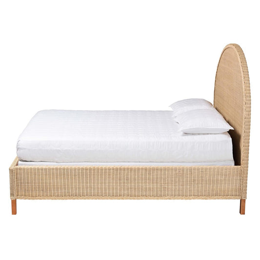 bali & pari - Lanica Queen Size Bed in Sun-bleached Rattan - Braided Sun Bleached Ivory-Wood/Rattan-Queen-New view 2