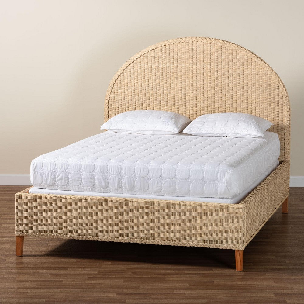 bali & pari - Lanica Queen Size Bed in Sun-bleached Rattan - Braided Sun Bleached Ivory-Wood/Rattan-Queen-New view 8