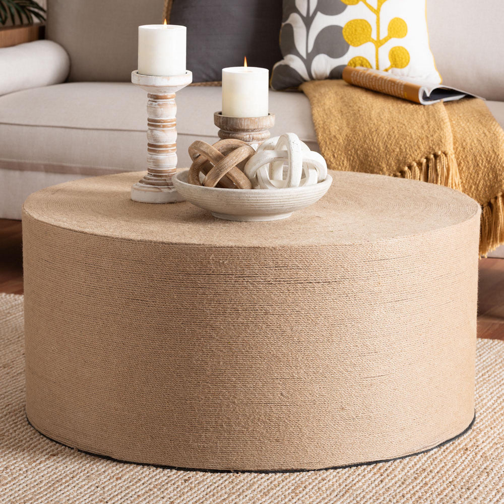 bali & pari - Lapis Coffee Table in Natural Brown - F248-FT9-Seagrass-Round-Coffee Table view 5
