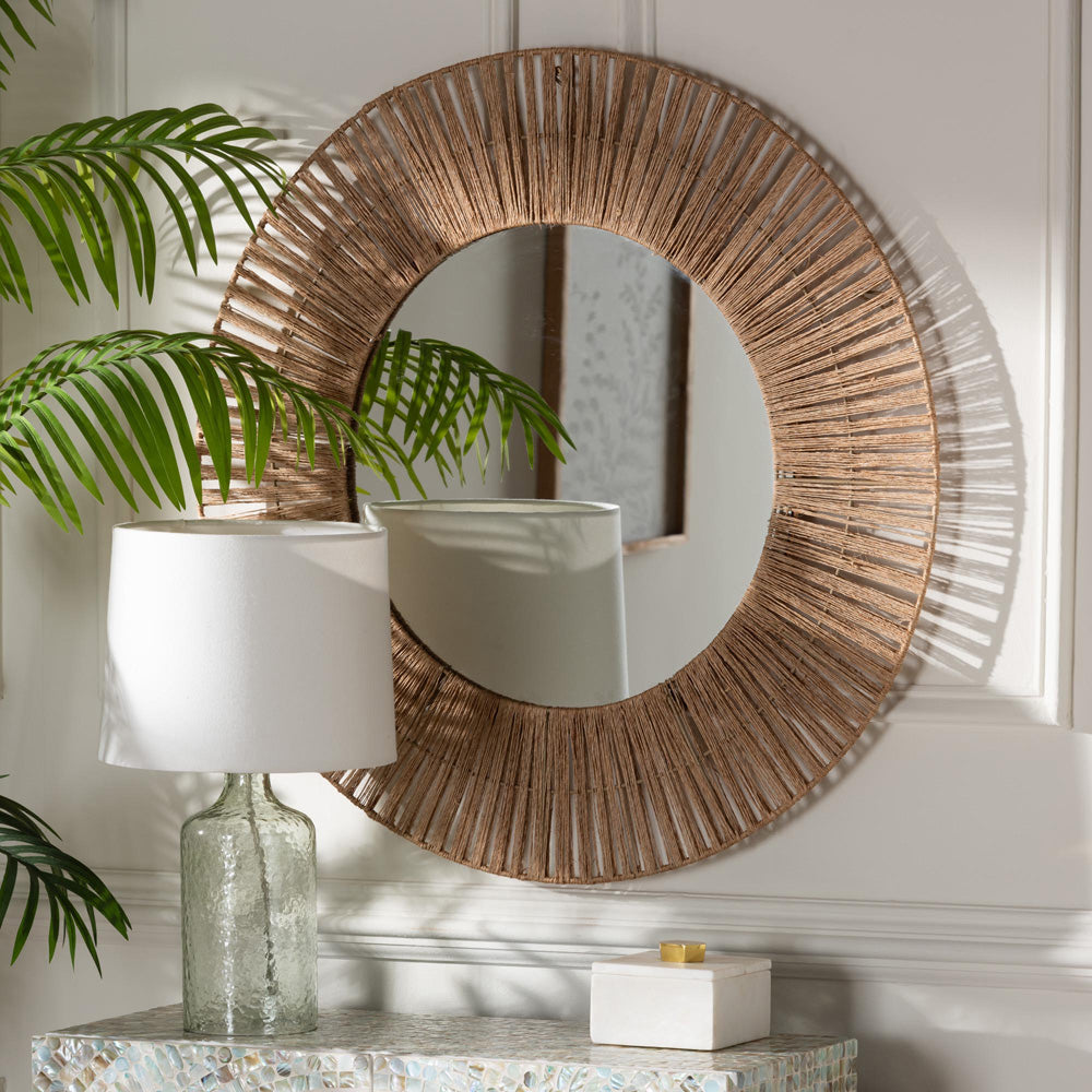 bali & pari - Leala Mirror in Natural Brown - F232-FT30-Jute-Mirror view 3