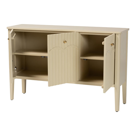 bali & pari - Leeba Sideboard in Beige - Leeba-Beige-Wooden-3DR-Sideboard view 2