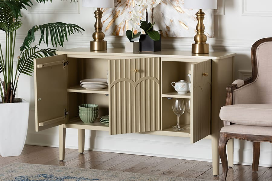 bali & pari - Leeba Sideboard in Beige - Leeba-Beige-Wooden-3DR-Sideboard view 10