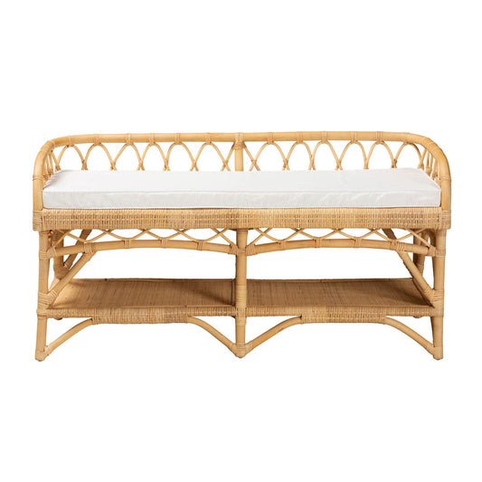 bali & pari - Leryn Bench in White/Natural Brown - WS20-Rattan-Bench view 2