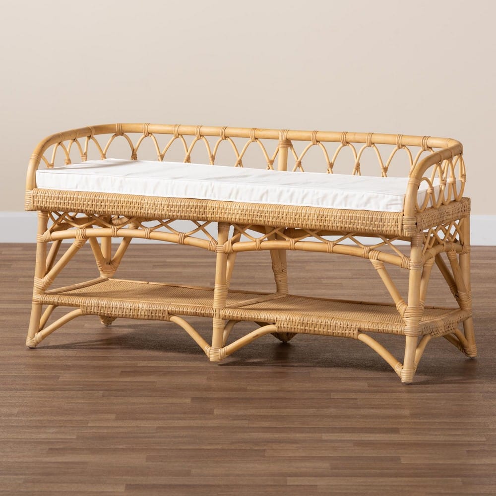 bali & pari - Leryn Bench in White/Natural Brown - WS20-Rattan-Bench view 9