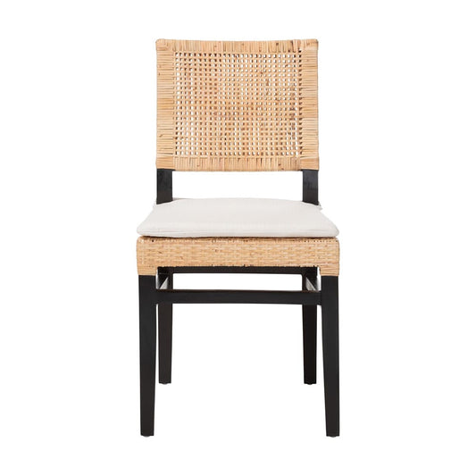 bali & pari - LesiaDining Chair in Natural Rattan/Espresso Brown - Lesia-MDN-Dark Brown-Cushion-DC view 2