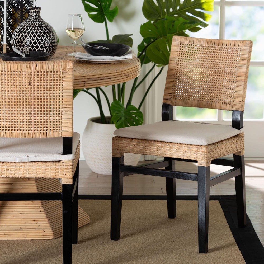 bali & pari - LesiaDining Chair in Natural Rattan/Espresso Brown - Lesia-MDN-Dark Brown-Cushion-DC view 8