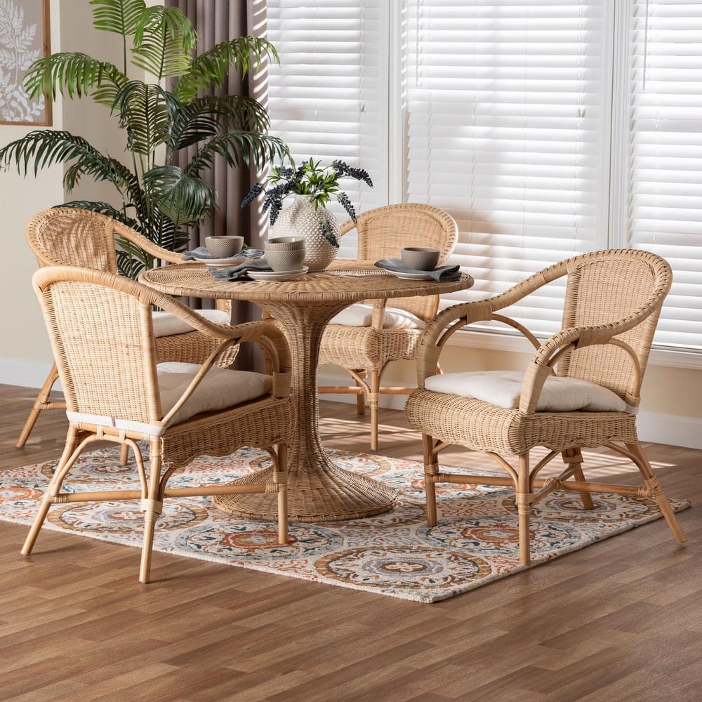 bali & pari - Liam Dining Set in Light Honey - Liam-Light Honey Rattan-5PC Dining Set view 8