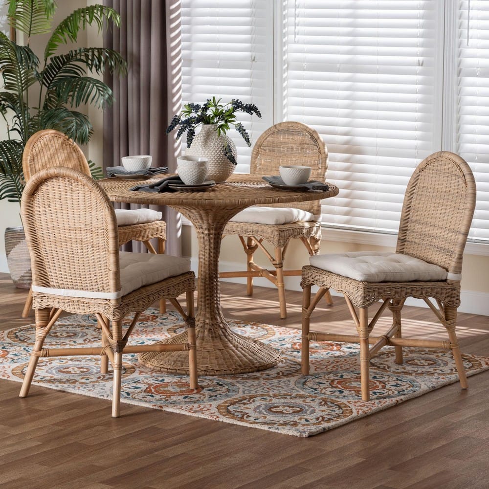 bali & pari - Linda Dining Set in Light Honey - Linda-Light Honey Rattan-5PC Dining Set view 8