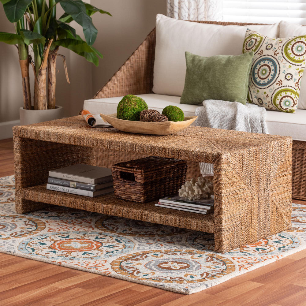 bali & pari - Liza Coffee Table in Natural Brown - LIZZA-Seagrass-Coffee Table view 6