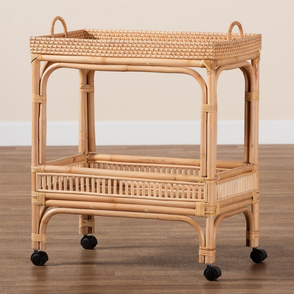 bali & pari - Lombok Kitchen Cart in Natural Brown - Lombok-Rattan-Cart view 9