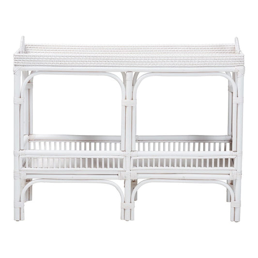 bali & pari - LombokConsole Table in White - Lombok-Rattan-White-Console Table view 2