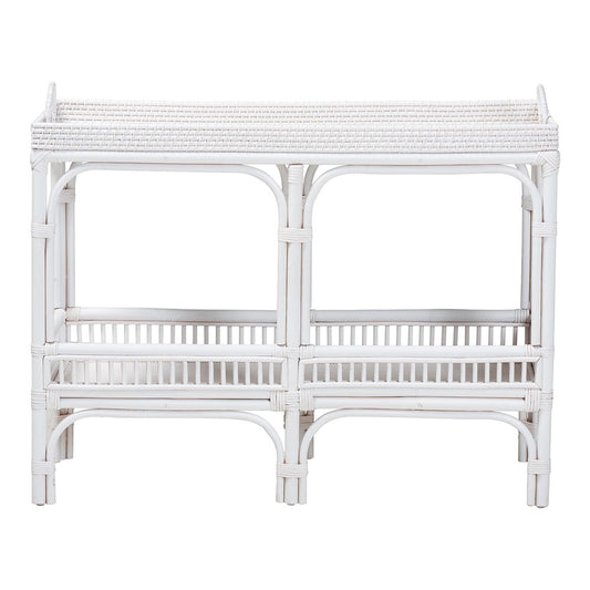 bali & pari - LombokConsole Table in White - Lombok-Rattan-White-Console Table view 2