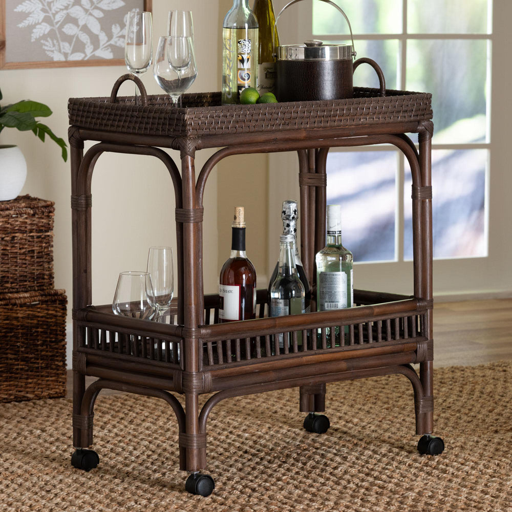 bali & pari - LombokWine Cart in Coffee Bean - Lombok-Rattan-Coffee Bean-Cart view 7