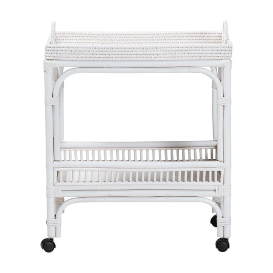 bali & pari - LombokWine Cart in White - Lombok-Rattan-White-Cart view 2