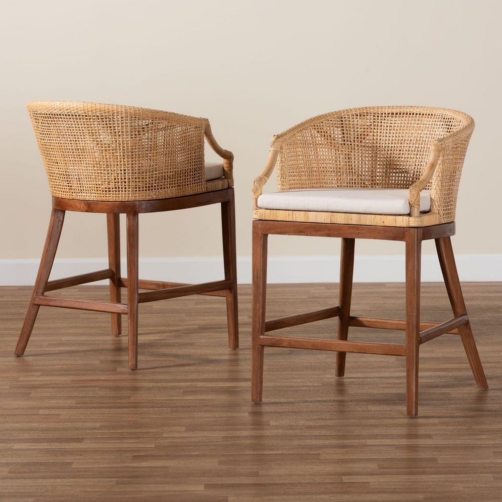 bali & pari - Lumajang Set of 2 Counter Stools in Light Honey/White/Walnut Brown - Lumajang-Light Honey/Light Brown Rattan-CS view 8