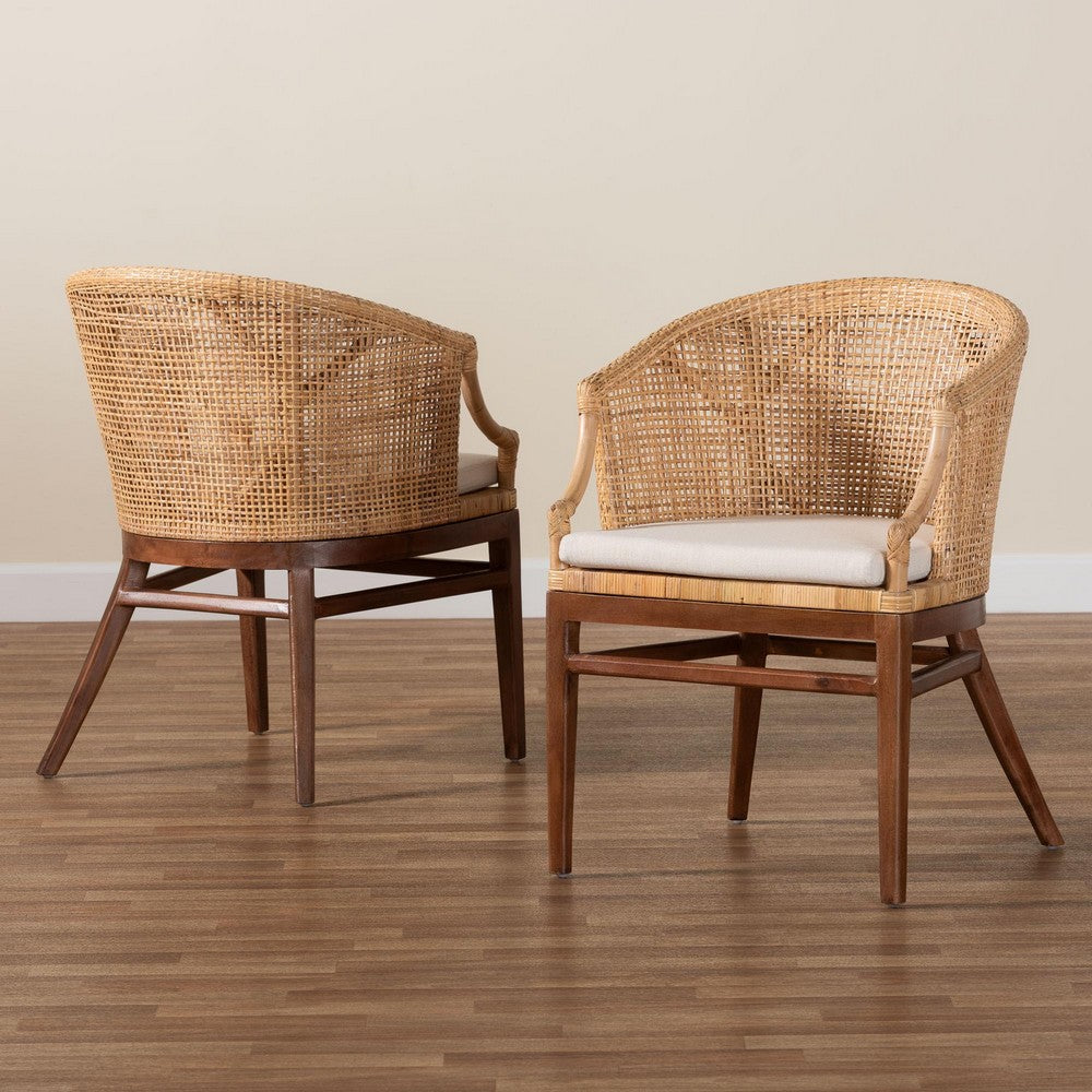 bali & pari - Lumajang Set of 2 Dining Chairs in Light Honey/White/Walnut Brown - Lumajang-Light Honey/Light Brown Rattan-DC view 8