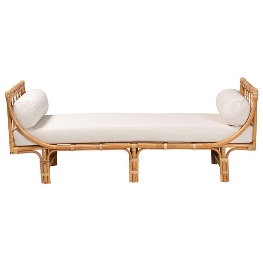 bali & pari - Macias Daybed in White/Natural Brown - DCWH10011-Light Honey Rattan-Charmilla Daybed view 2