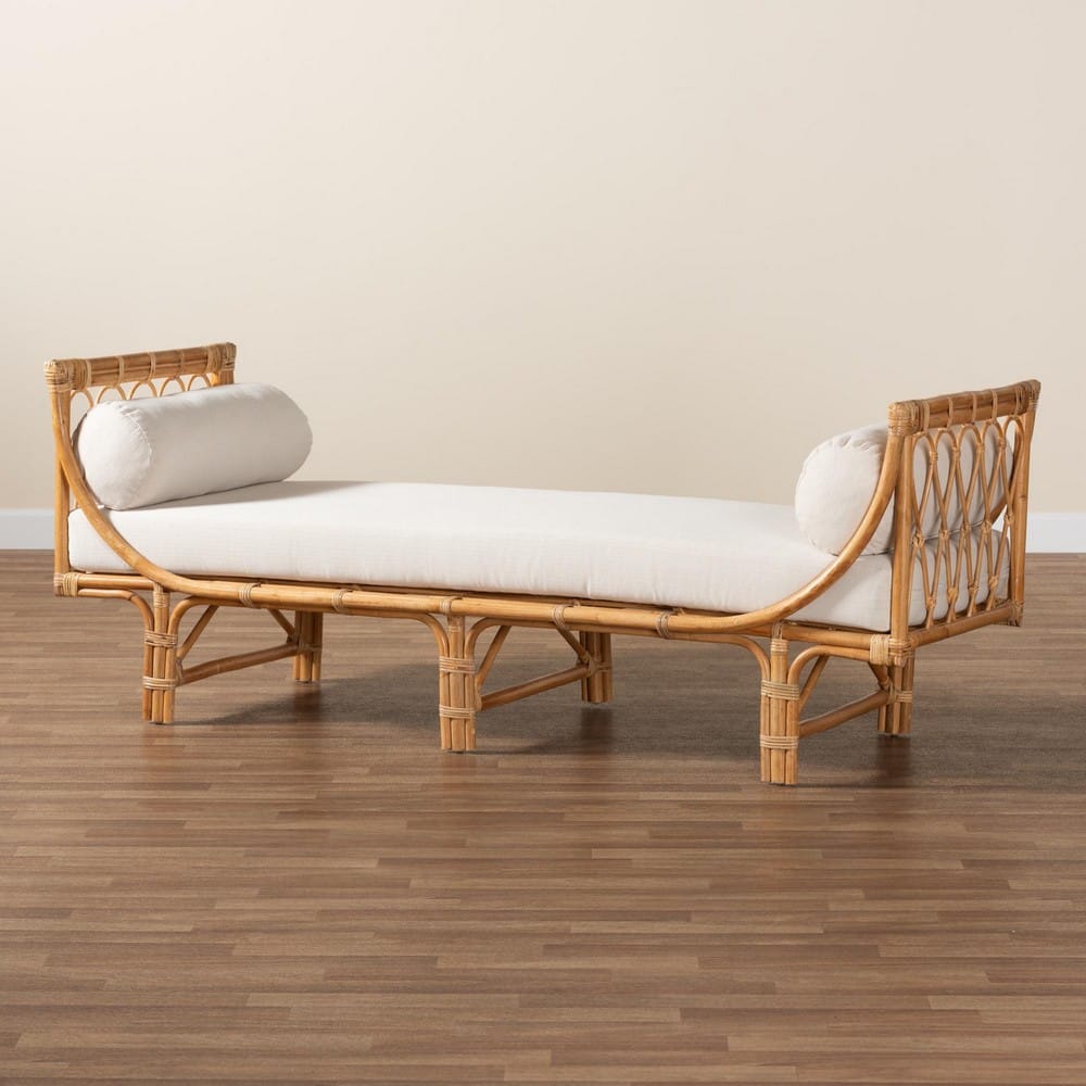 bali & pari - Macias Daybed in White/Natural Brown - DCWH10011-Light Honey Rattan-Charmilla Daybed view 8