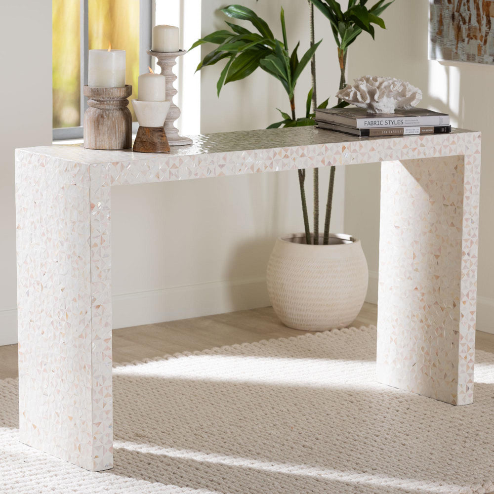 bali & pari - MagaraConsole Table in Light Beige/Ivory - F2508-FT23-MOP-Console Table view 7
