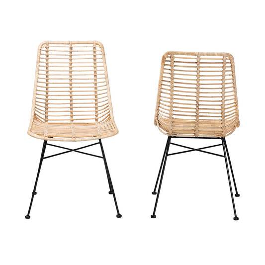 bali & pari - Manhattan Set of 2 Dining Chairs in Natural Brown/Black - Manhattan-Rattan/Black-DC view 2