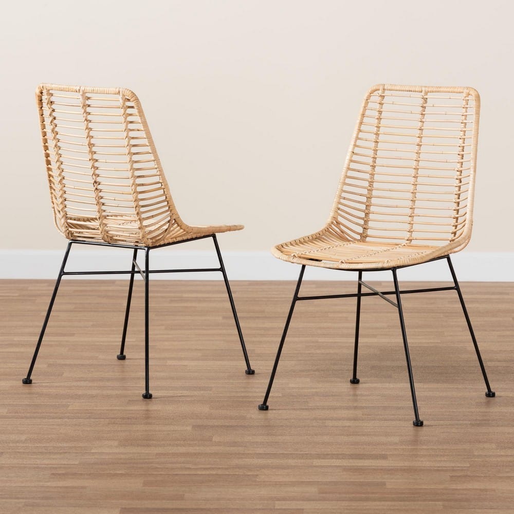 bali & pari - Manhattan Set of 2 Dining Chairs in Natural Brown/Black - Manhattan-Rattan/Black-DC view 8