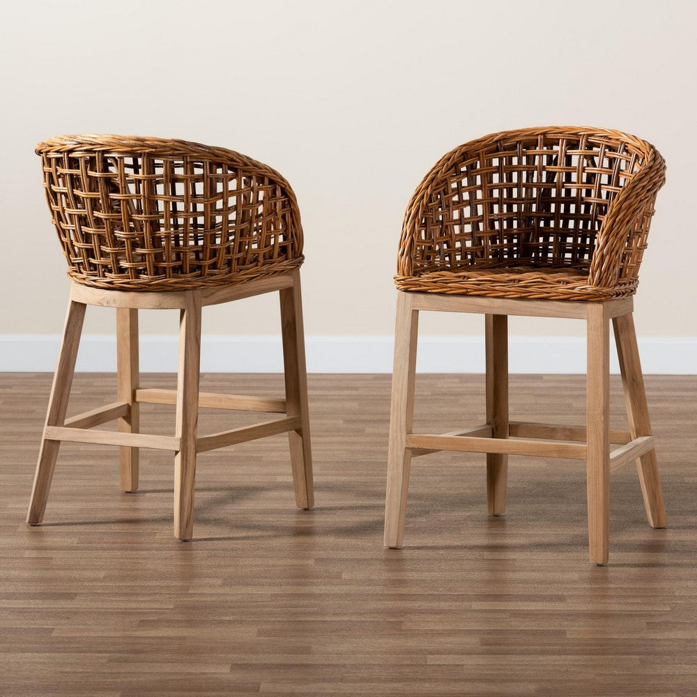 bali & pari - Mario Set of 2 Bar Stools in Natural Brown/Brown - Mario-Rattan-BS view 8