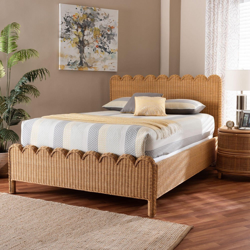 bali & pari - Maritza Queen Size Bed Frame in Light Honey - Maritza-Wood/Light Honey-Queen view 7