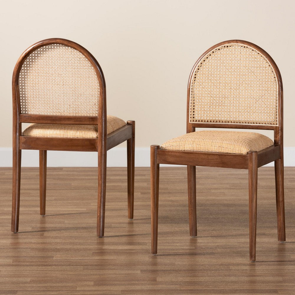 bali & pari - Maryland Set of 2 Dining Chairs in Natural/Walnut Brown - Maryland-Wood/Rattan-DC view 8