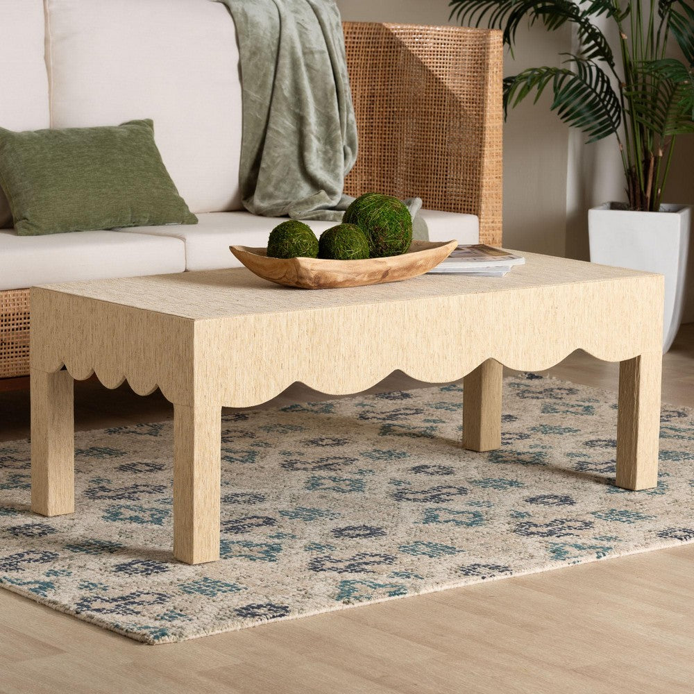 bali & pari - Mason Coffee Table in Beige - Lucas-Faux Raffia-Coffee Table view 7