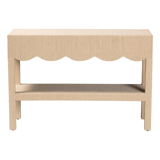 bali & pari - Mason Console Table in Beige - Mason-Faux Raffia-Console Table view 2