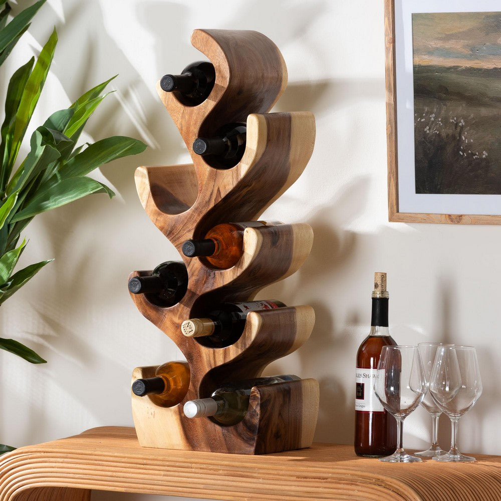 bali & pari - Matana Wine Rack in Natural - Suar WR 002-Natural/Wooden-Wine Rack view 7