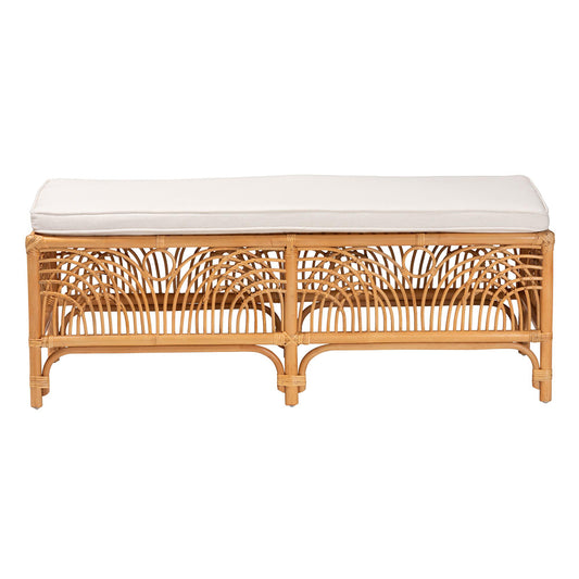 bali & pari - Materra Bench in White/Light Honey - Materra-Light Honey Ratttan-Bench view 2