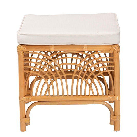 bali & pari - Materra Footstool in White/Light Honey - Materra-Light Honey Ratttan-Stool view 2
