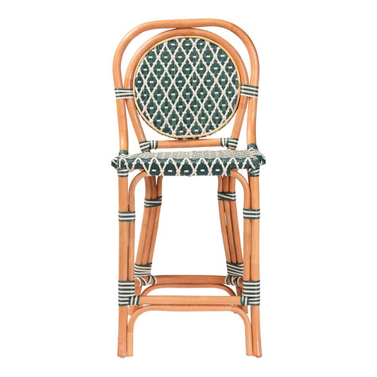 bali & pari - Mattie Counter Stool in Natural Brown/Green/White - Mattie-Rattan-Green/White-No Arm-CS view 2
