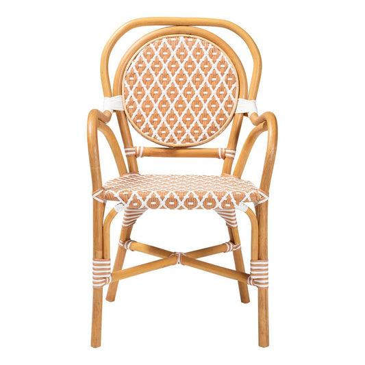 bali & pari - Mattie Dining Chair in Natural Brown/Beige/White - Mattie-Rattan-Beige/White-Arm-DC view 2