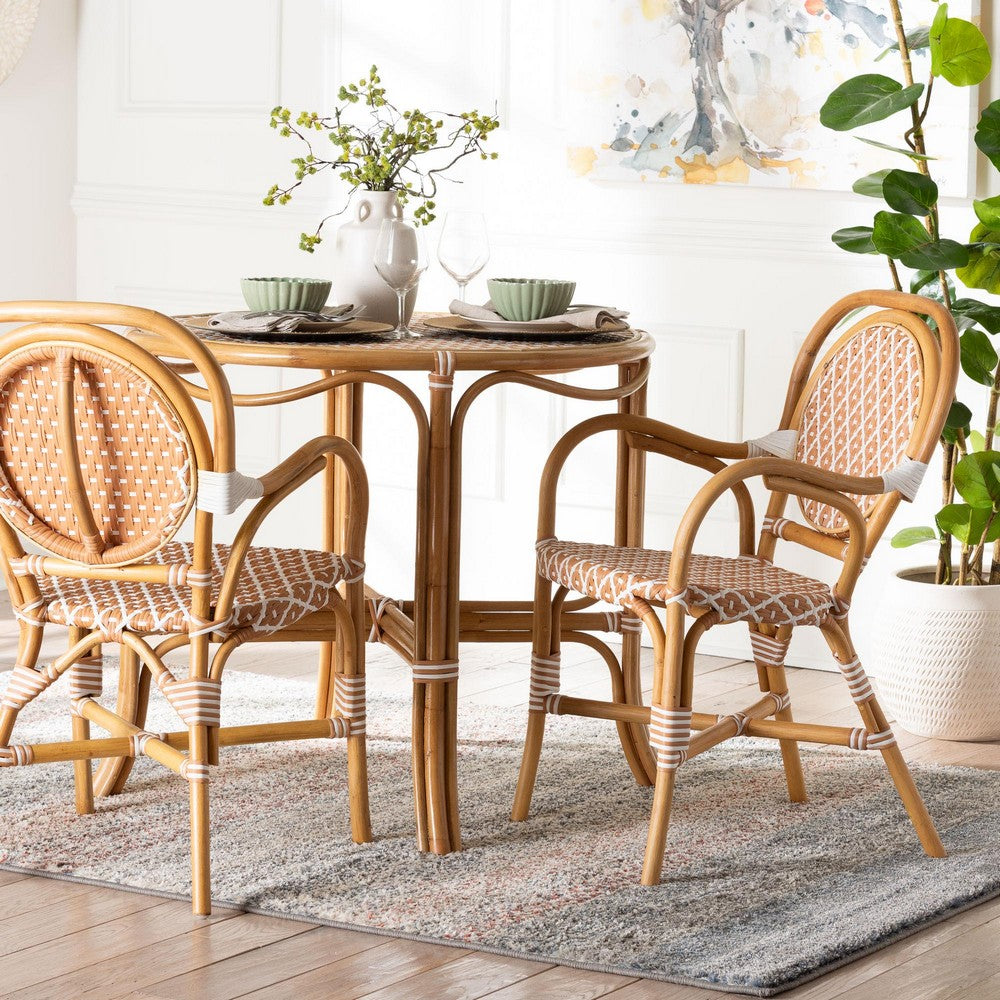 bali & pari - Mattie Dining Chair in Natural Brown/Beige/White - Mattie-Rattan-Beige/White-Arm-DC view 8