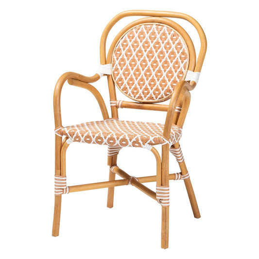 bali & pari - Mattie Dining Set in Natural Brown/Beige/White - Mattie-Rattan-Beige/White-5PC Dining Set view 2
