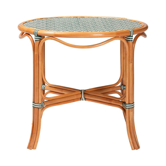 bali & pari - Mattie Dining Table in Natural Brown/Green/White - Mattie-Rattan-Green/White-DT view 2