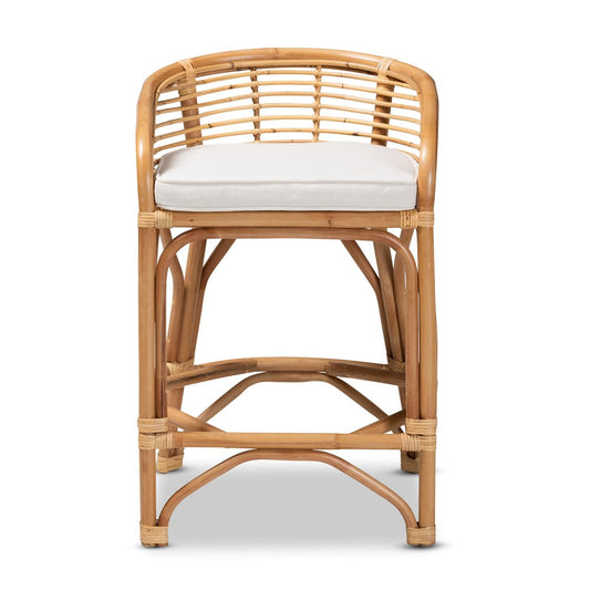 bali & pari - Maverick Counter Stool in White/Natural Brown - Maverick-Rattan-CS view 2