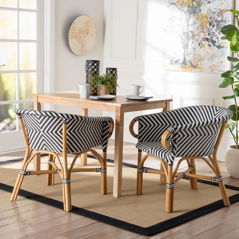bali & pari - Max Set of 2 Dining Chairs in Natural Brown/Black/White - Max-Rattan-Black/White/Natural-Arm-DC view 7