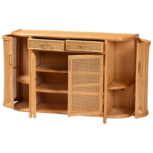 bali & pari - McKenna Sideboard in Light Honey/Gold - McKenna-Light Honey Rattan-Cabinet view 2